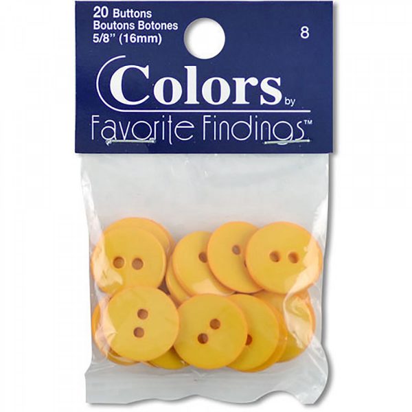 Buttons - Yellow 5/8 inch (16mm)